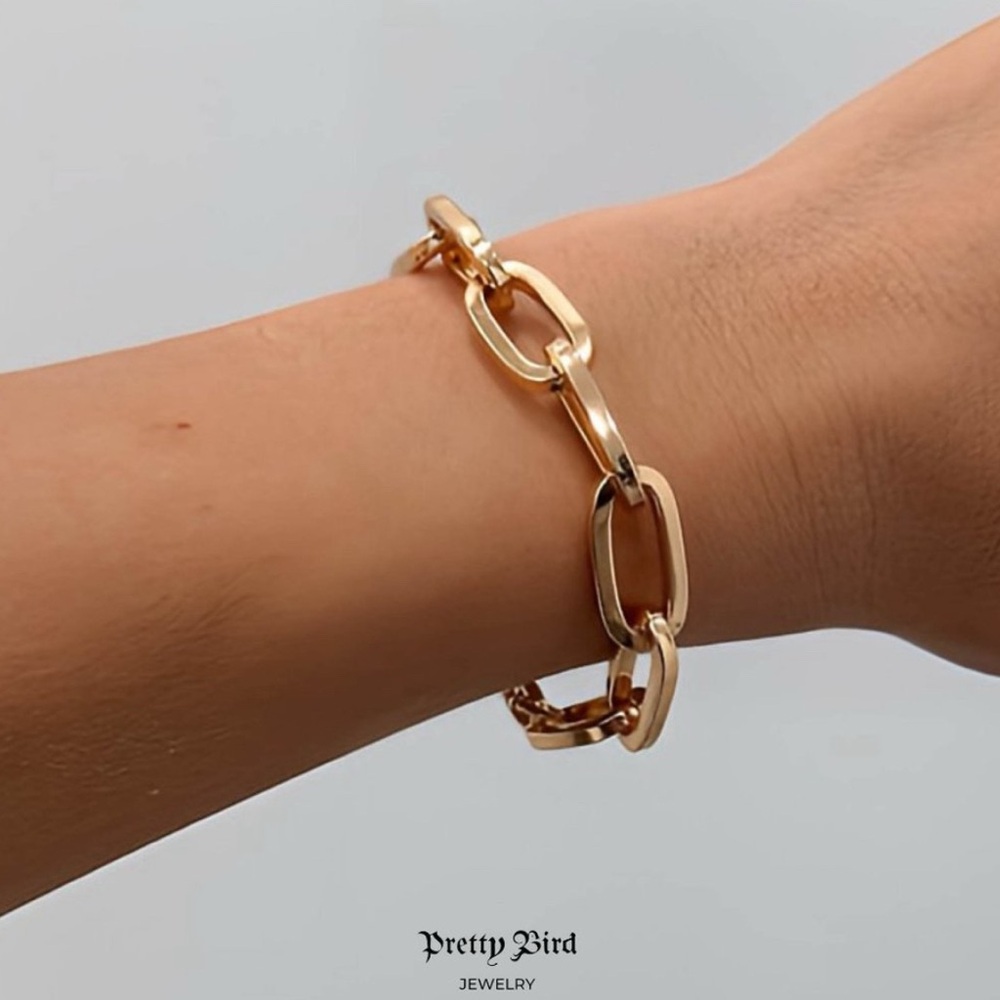 7" Medium 18k Rose Gold Plated Paperclip Bracelet